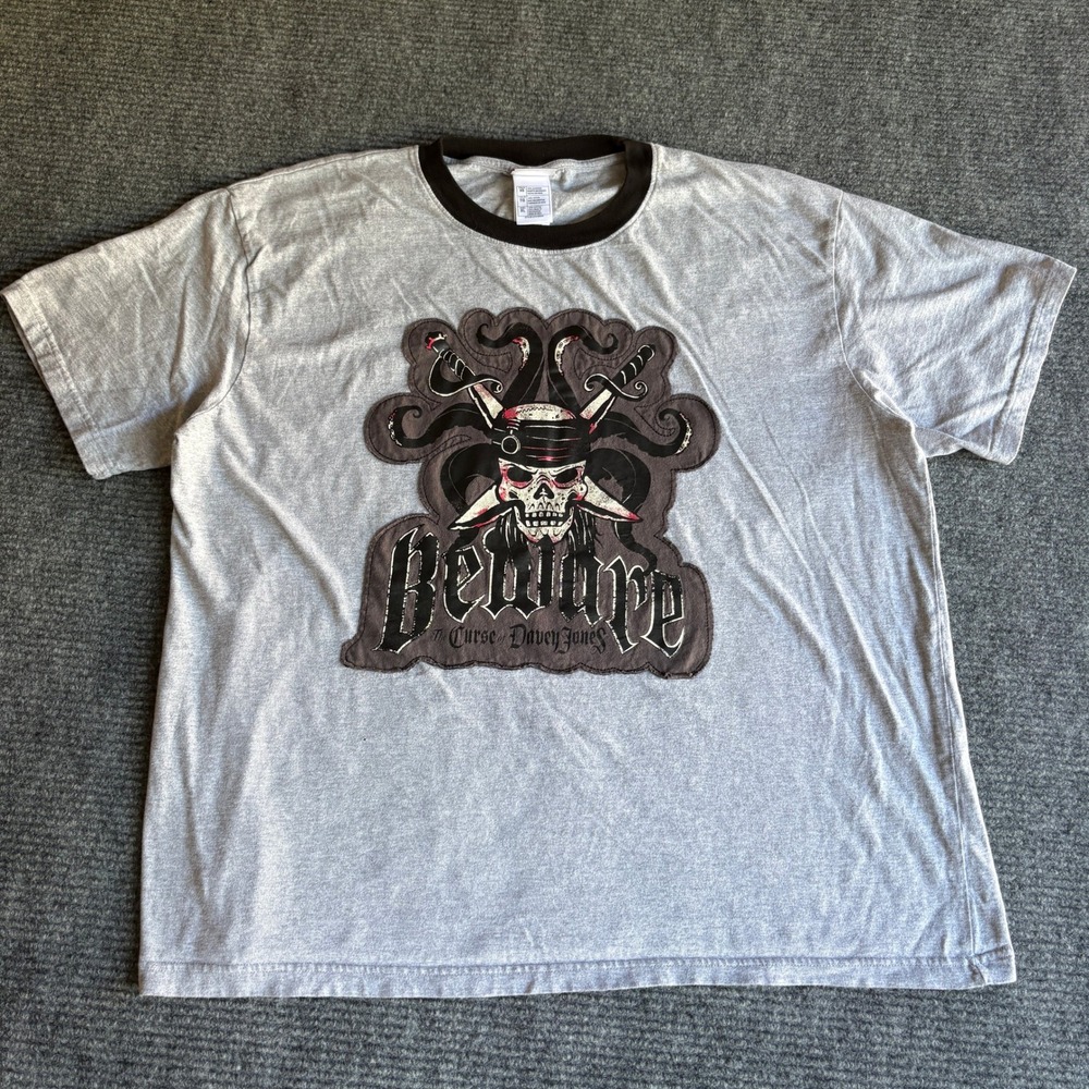 Disney Store Pirates of the Caribbean Curse of Davey Jones Ringer T-Shirt XL